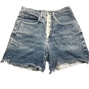 Vintage Guess Women 0 Jeans Button Fly Denim Shorts Made In USA High Rise Frayed